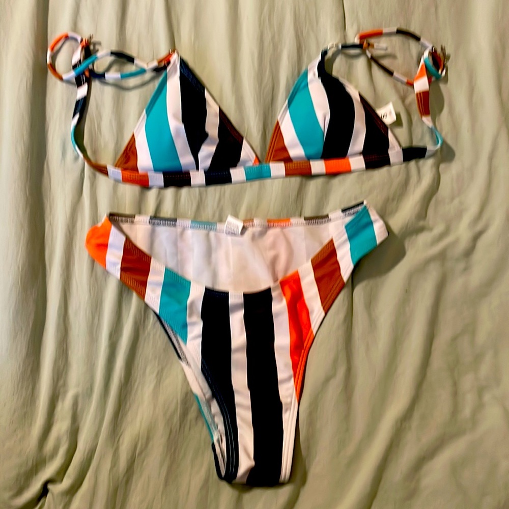 Colorful striped bikini